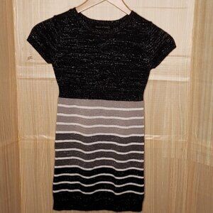Derek Heart Girls Black Grey Sparkle Sweater Dress 10-12